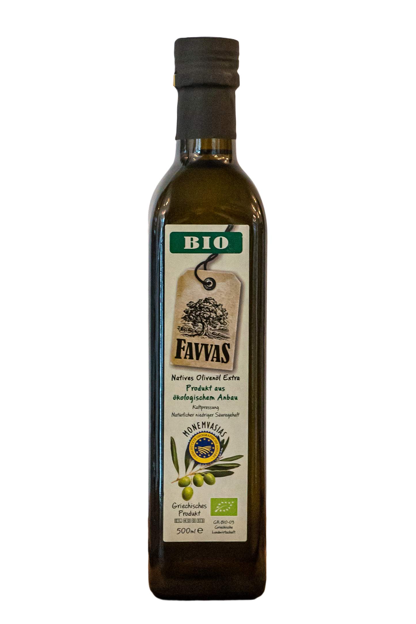 Natives Bio Olivenöl Extra 0,5l Favvas