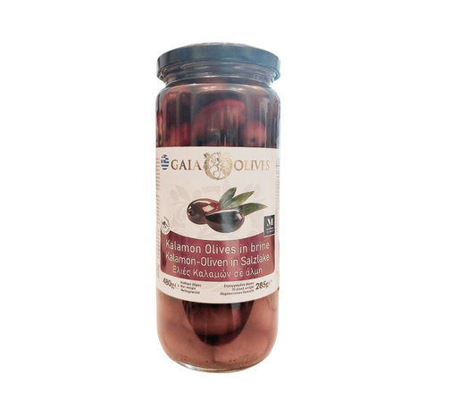 Kalamon Oliven in Salzlake 480g Gaia Olives