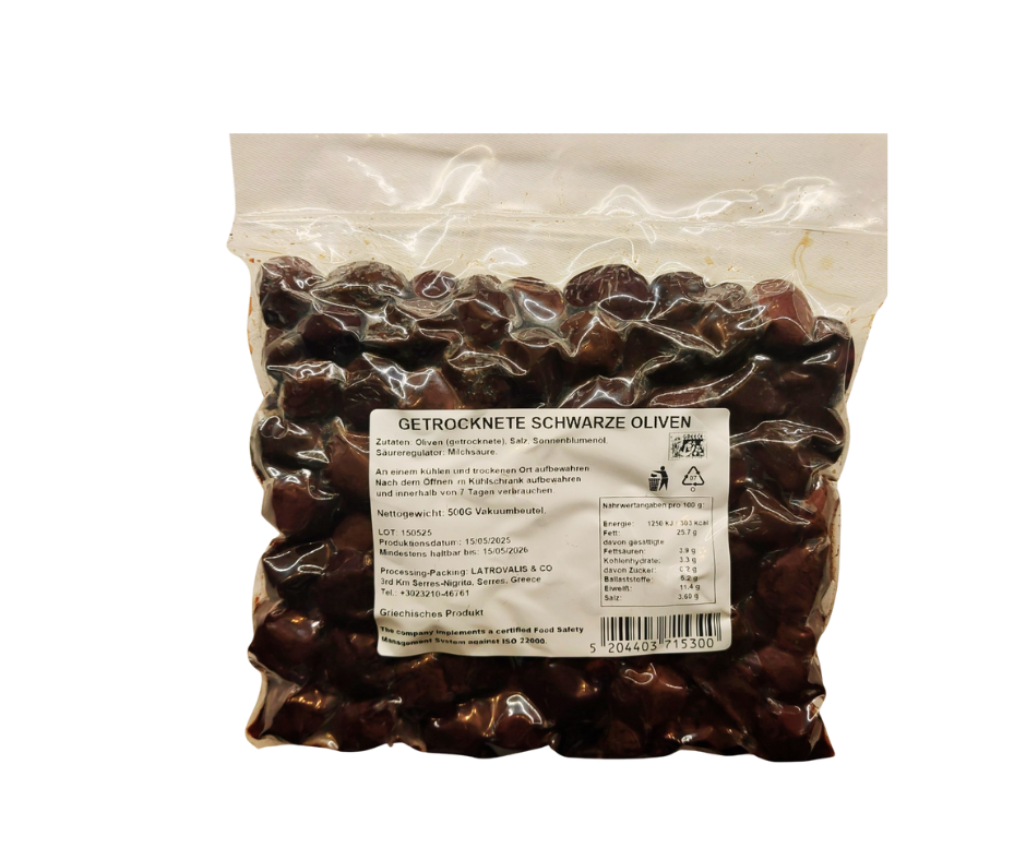 Oliven getrocknet 500g vakuumiert Latrovalis