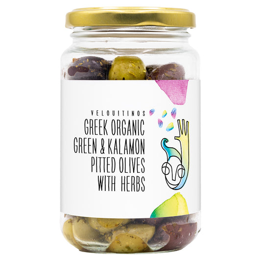 Bio Oliven gemischt mit Kräuter 340g Velouitinos